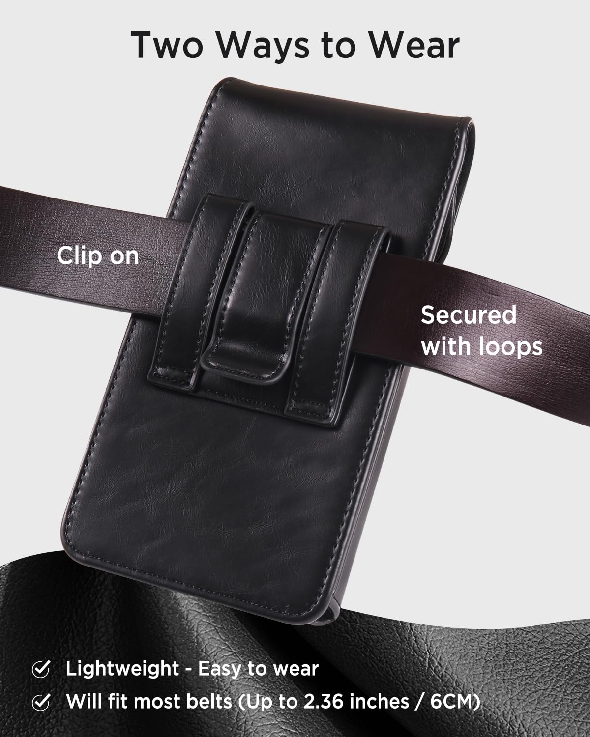 Miimall Vertical Funda de Cuero con Clip para Cinturón Compatible con iPhone 17 Pro MAX, Premium Piel Bolsa para Deportes al Aire Libre, Antiarañazos Antigolpes Funda para iPhone 17 Pro MAX, Negro