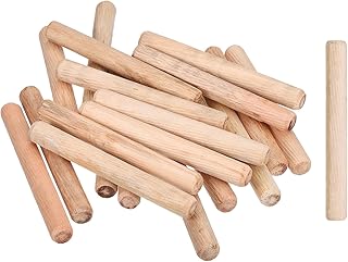 uxcell 20Pcs 1/2" x3-15/16 (12mmx100mm) Wooden Dowel Pins, Fluted Wood Beveled Ends Tapered Dowel Hardwood Pegs, Wood Dowels Rods for Furniture, DIY Crafts