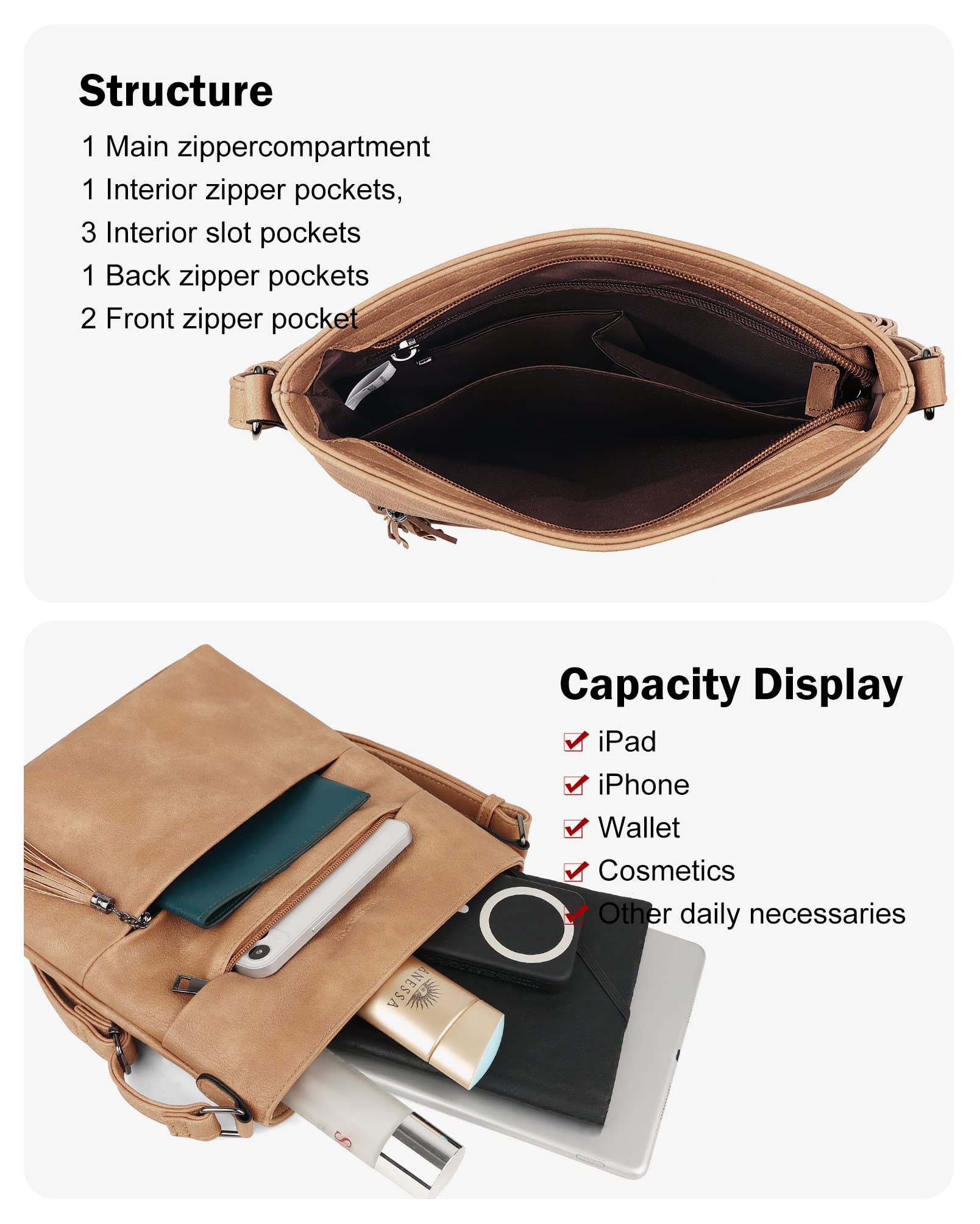 MASINTOR Crossbody Bags For Women, Stylish and Lightweight Shoulder Bag with Large Capacity, Perfect Crossbody Purse for Everyday Use