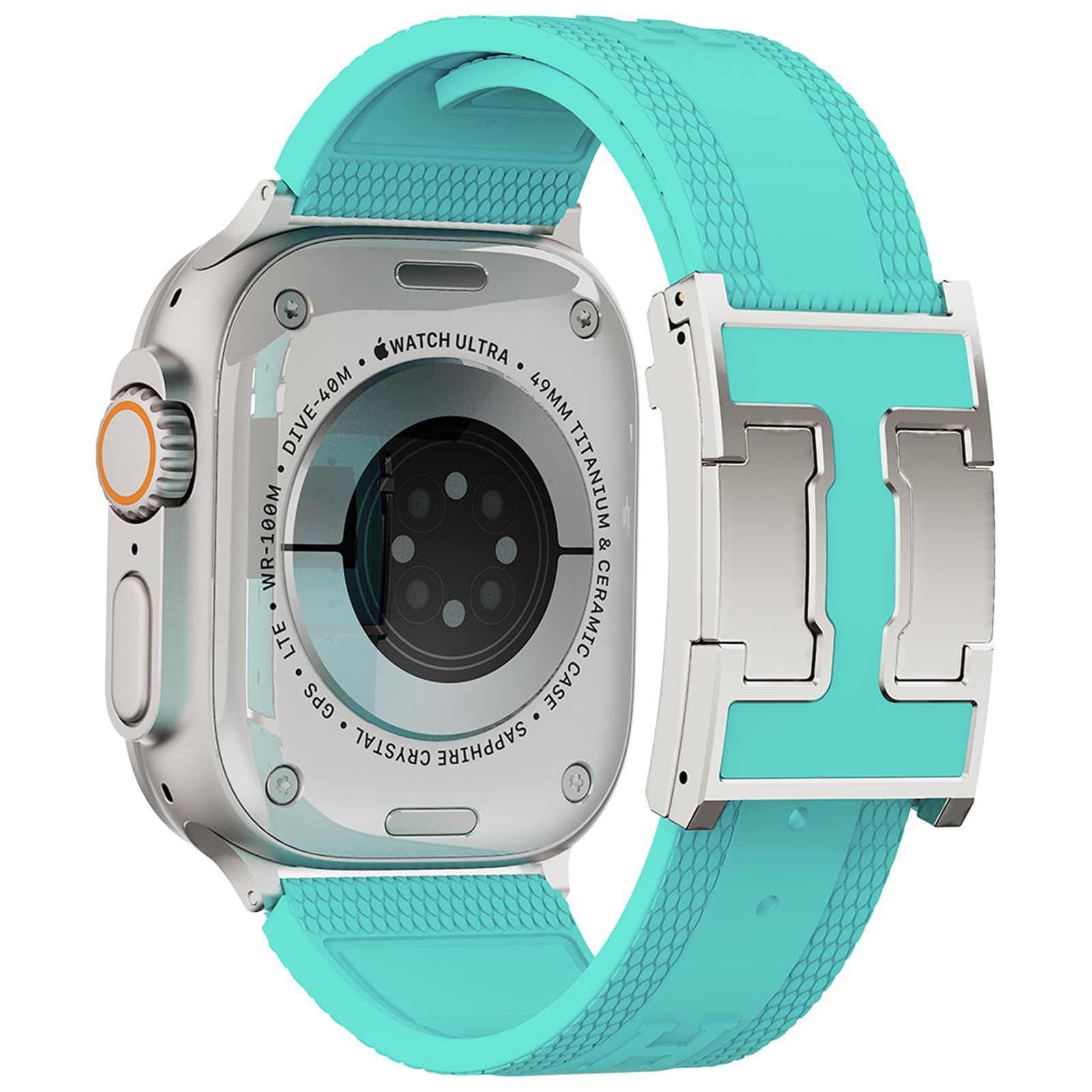 Sport Silicone Band Compatible with Apple Watch, Iconic H-Shaped Buckle | For Apple Watch Ultra,SE & Series11/10/9/8/7/6/5/4/3/2/1,Fit44/45/46/49mm & 38/40/41/42mm,Waterproof Band for Fitness Outdoor