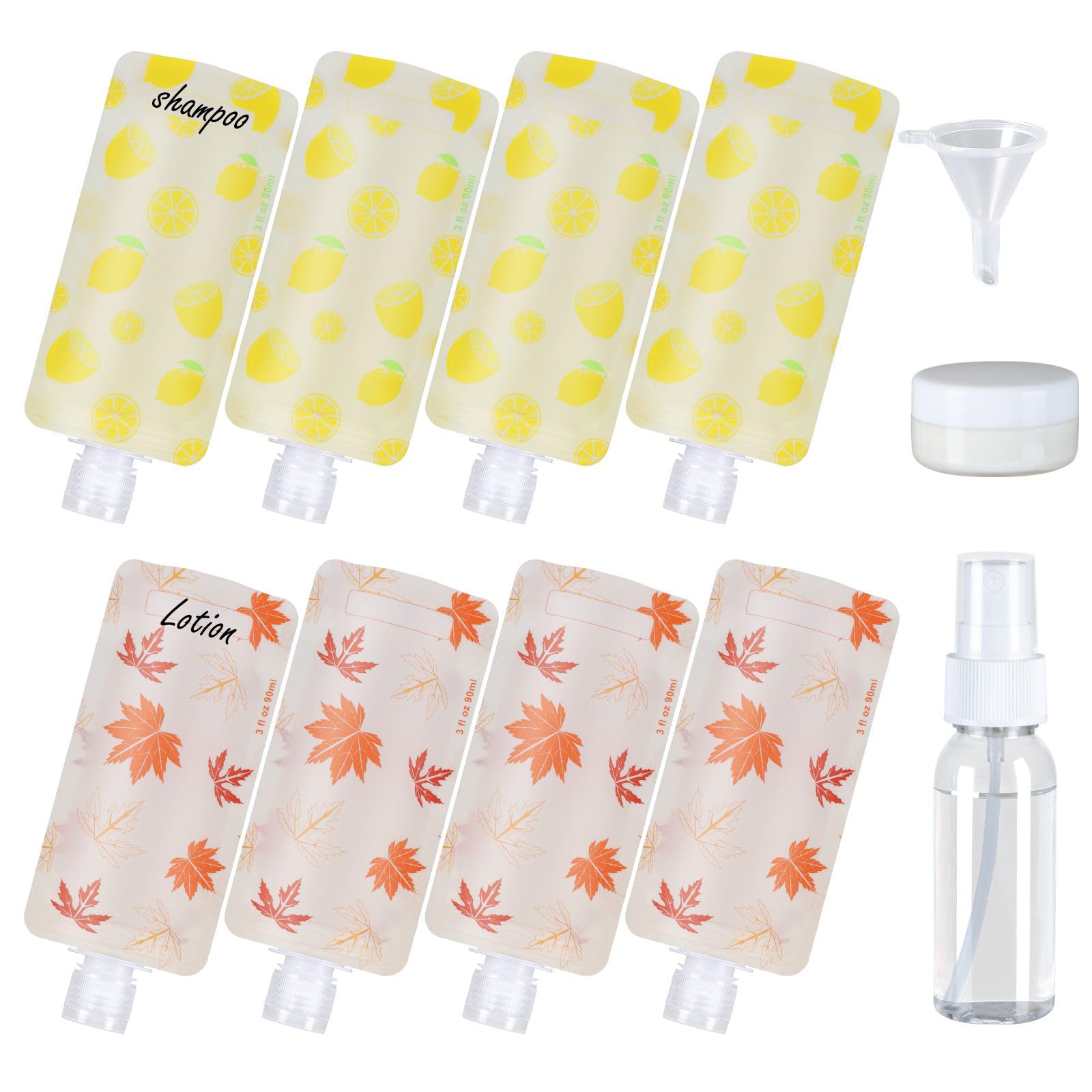 PACKISM 11 Pack Travel Pouches for Toiletries, 3 oz TSA Approved Liquid Containers, Leak Proof Squeeze Bags for Cruise & Camping, Space Saving