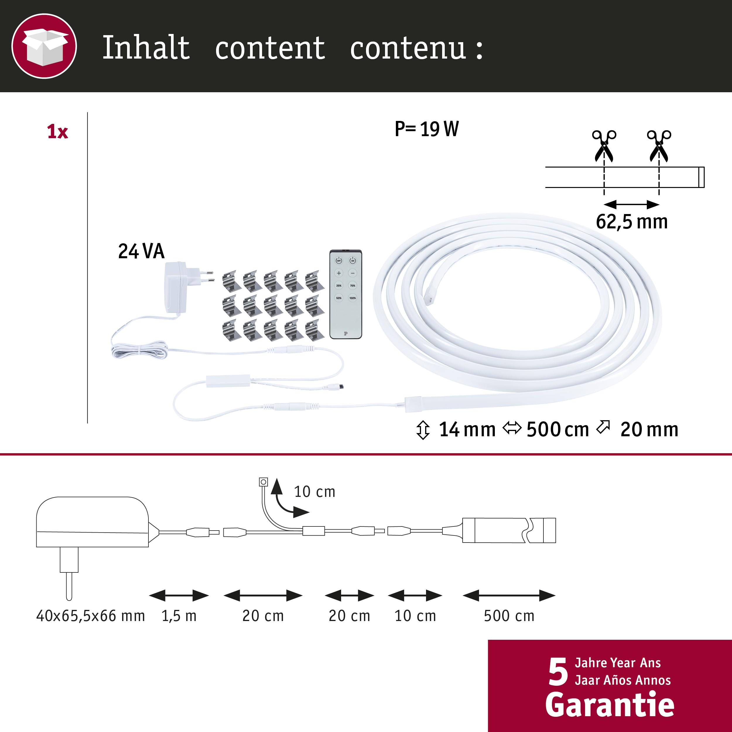 Paulmann SimpLED LED Strip Delta Komplettset 5m beschichtet 18W 660lm/m 3000K 79568