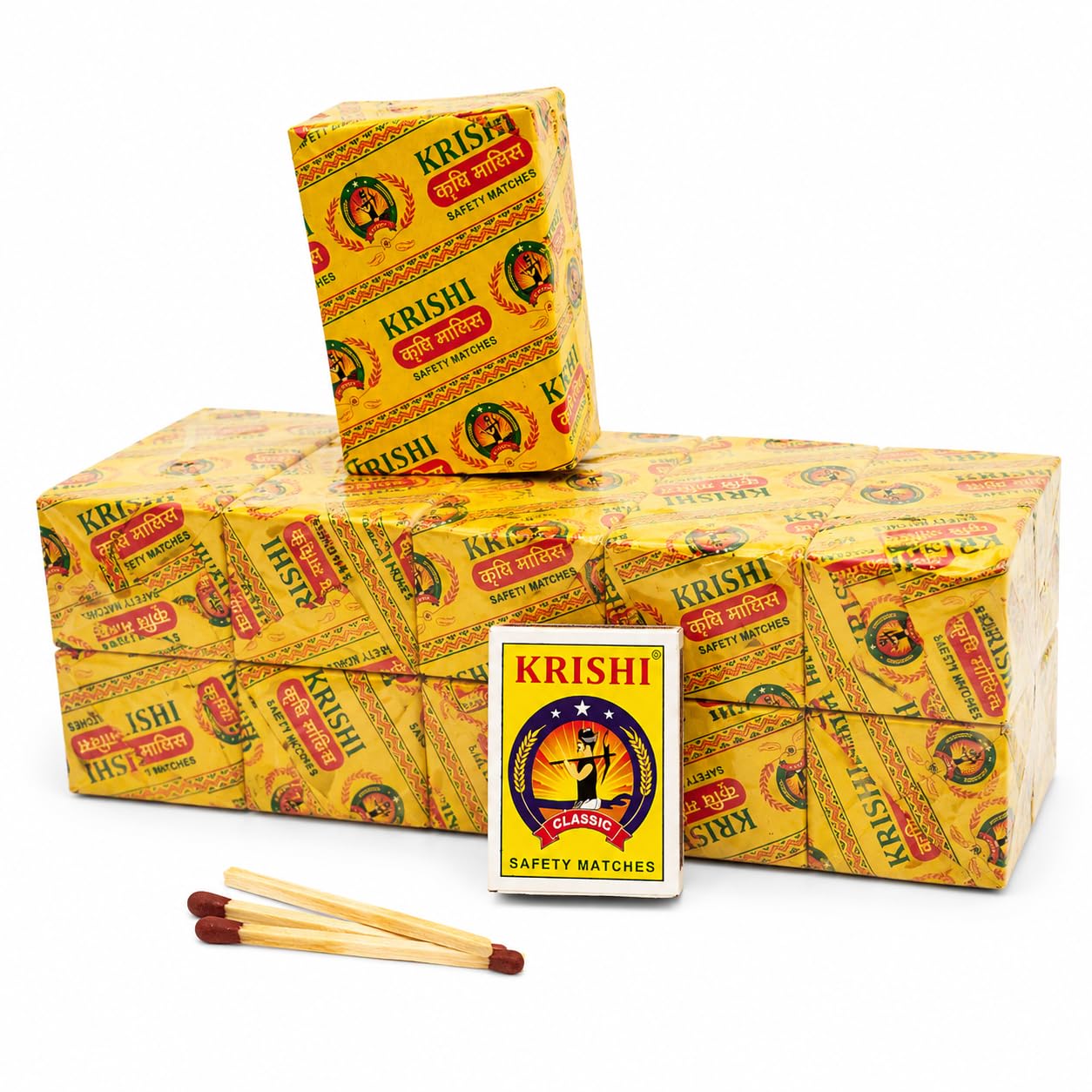 KRISHI Classic Safety Matches | 10 Packs x 6 Matchboxes (Total 60 Match Boxes) | Premium Wooden Safety Matchsticks | Easy Strike, Long Burning, Reliable Ignition for Kitchen, Puja, Candles, Diya-image-17