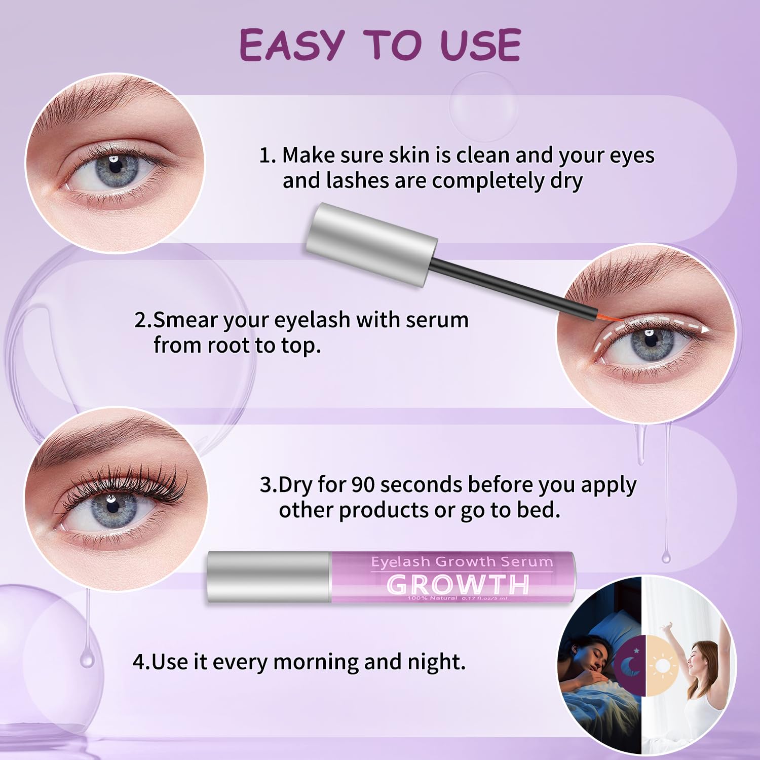 IPRILRY Eyelash Growth Serum with Natural Formula Lash Serum for Eyelash Growth for Longer,Fuller Looking Lashes Gentle for Eyelash 0.17 Fl Oz - 5