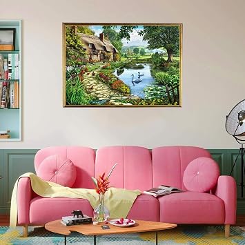 Jigsaw Puzzles for Adults 1000 Piece Swan Lake Residence 27.56 x 19.69 Inch Jigsaw Puzzles for Adults Educational Game Challenge Toy 1000 Piece Puzzle for Adult