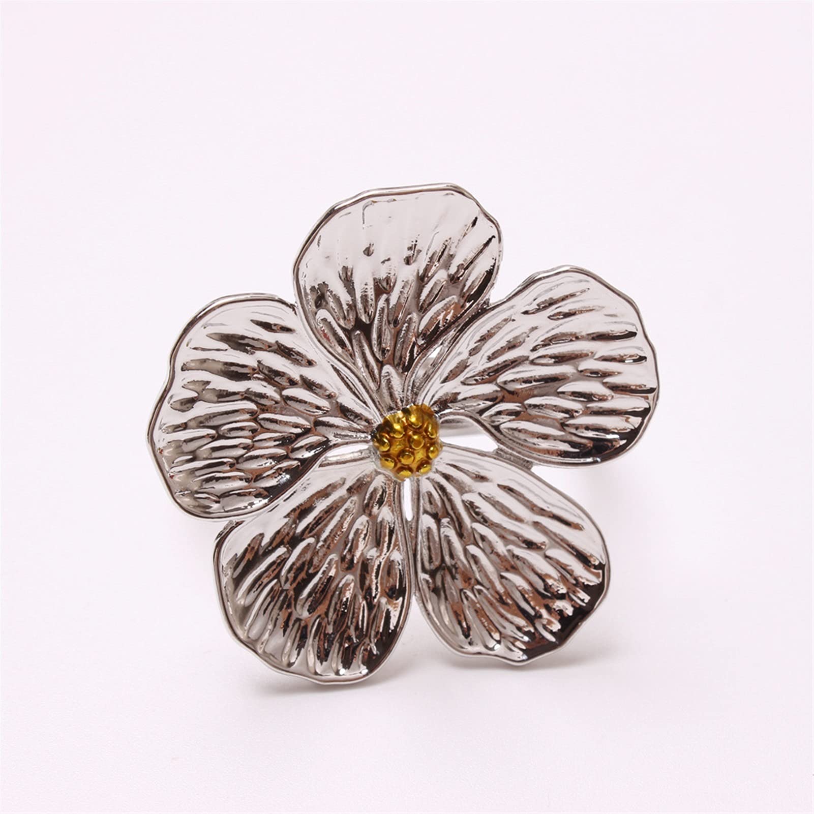 servilletero 10pcs / lot de boda Simple Plum NAPKIN 5 PÉTALES PETALES LUCKY FLOWER SERVKIN RING (Color : Gold)