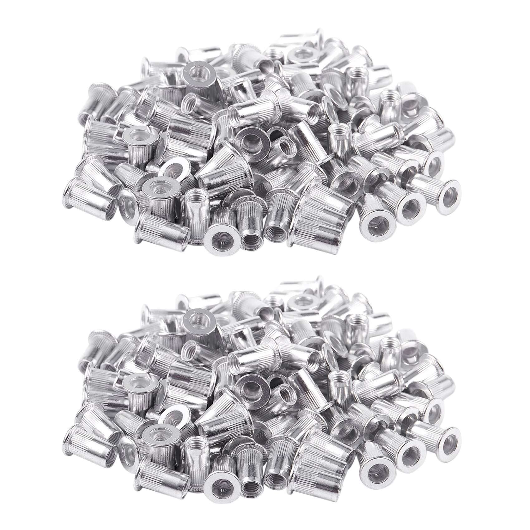 Jnchdghwa Silver M5 Aluminium Threaded Rivnuts Flat Head Rivet Nuts Nutserts 200Pcs