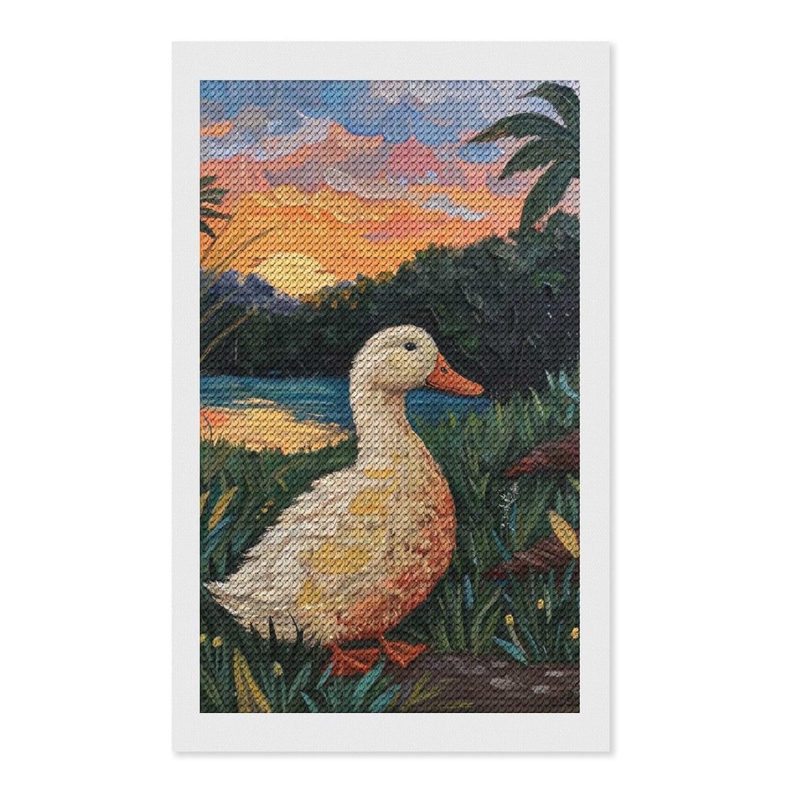 Junmoney Duck at Sunset Painting Diamond Painting Canvas Set 12"x20", Satisfying Creative Project, Easy to Follow Symbols, Fun Craft Experience