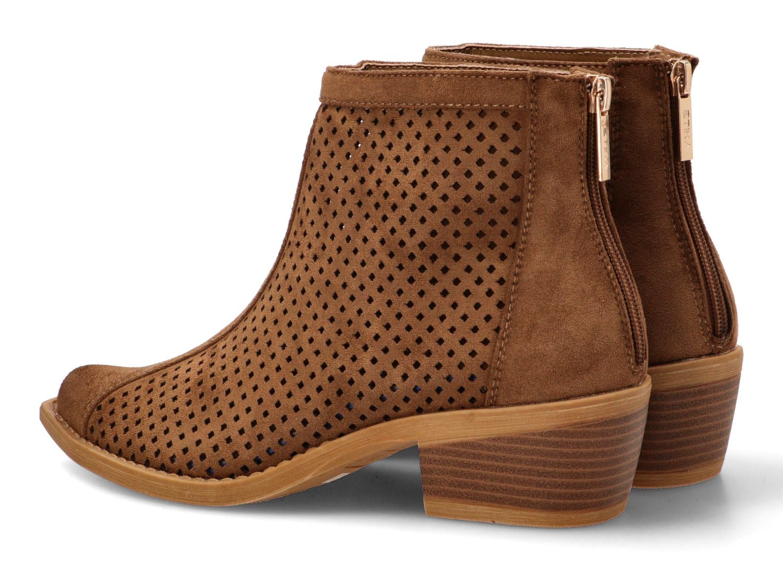 Etika Botines Calados de Entretiempo para Mujer, Diseño Casual de Caña Corta con Cremallera y Tacón Medio de 5cm, 31129