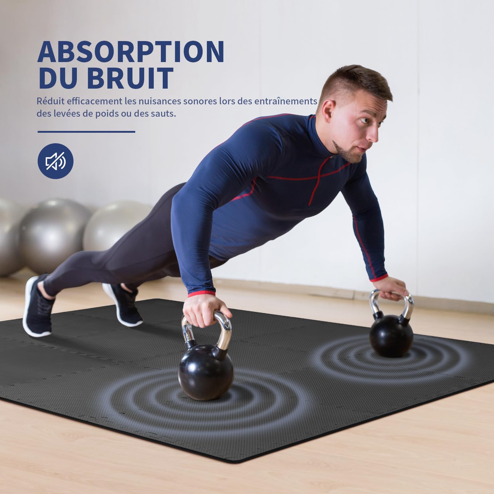 Sol Salle de Sport, Tapis de Sport, Extra Large 50x50 cm, 12 Pièces, 3㎡ Dalles en Mousse sans BPA, EVA Caoutchouc, pour Tatami, Gym, Musculation, Fitness, Antidérapant, Puzzle, Dalle Garage