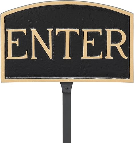 Montague Productos de Metal Enter Arqueado Césped Plaque, S, NegroDorado
