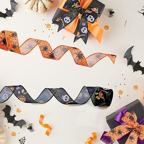 Miniatura 10 de 2 rollos de 12 yardas de cintas de arpillera con borde con alambre de 1.5 pulgadas de ancho, cinta de tela a cuadros para envolver regalos, lazos de