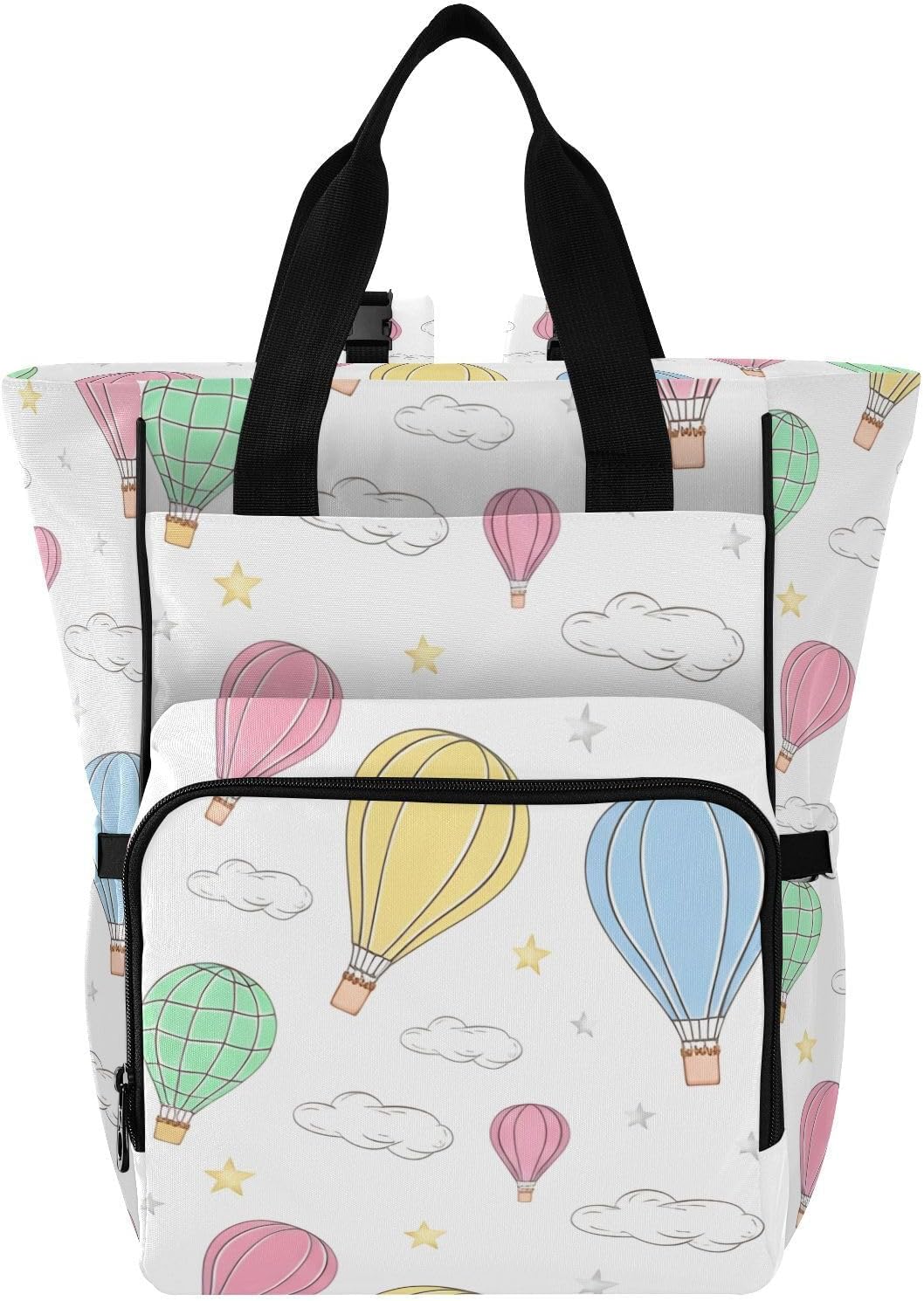 Diaper Bag Backpack, Hot Air Balloons Baby Diaper Bag - Waterproof Multifunction Travel Diaper Bag with Pacifier Case, Stroller Straps & Insulated Pocket - Unisex