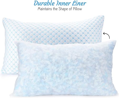 Miniatura 7 de Clara Clark Almohadas refrescantes para dormir – Almohadas de espuma viscoelástica – Almohada de gel de lujo con funda reversible fresca a