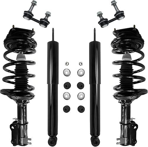 Miniatura 64 de Detroit Axle - Kit de amortiguadores de 6 puntales para Chevrolet Cruze Volt 2011-2012, puntales delanteros con resortes helicoidales barras