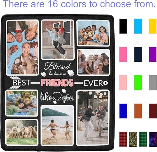 Miniatura 2 de Manta personalizada para regalar a amigos, mantas personalizadas con fotos, haz una manta de cama personalizada con mis amigos, manta de recuerdo
