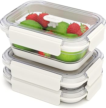 Collapsible Food Storage Containers with Lid & Vent, Clear Stacking Silicone Food Container Set Microwaveable, Freezer and Dishwasher Safe, Set of 3, Coconut Milk