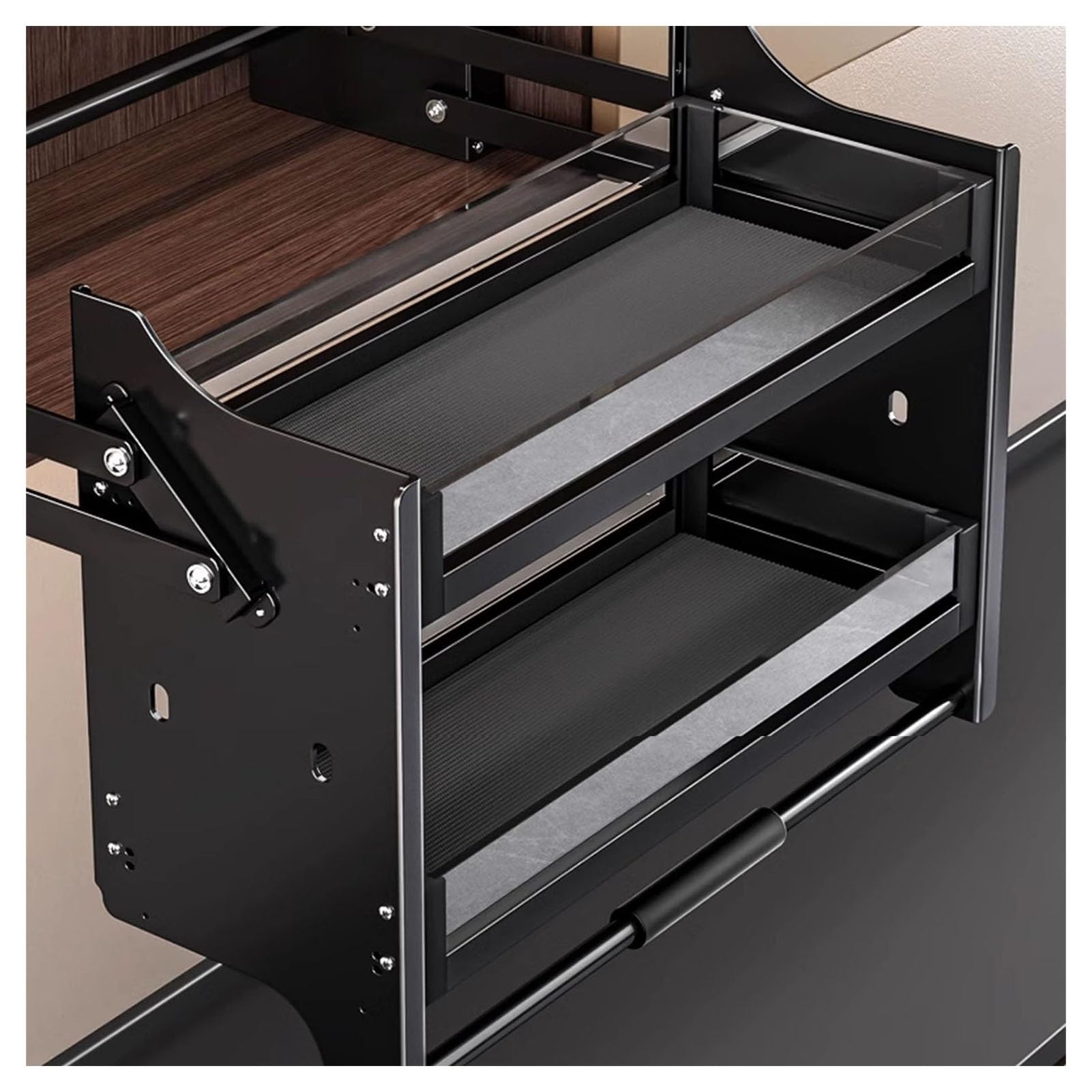 Scaffali estraibili da parete a 2 ripiani, resistenti, per elettrodomestici da cucina, comodo portaspezie per armadio superiore (800 mm)