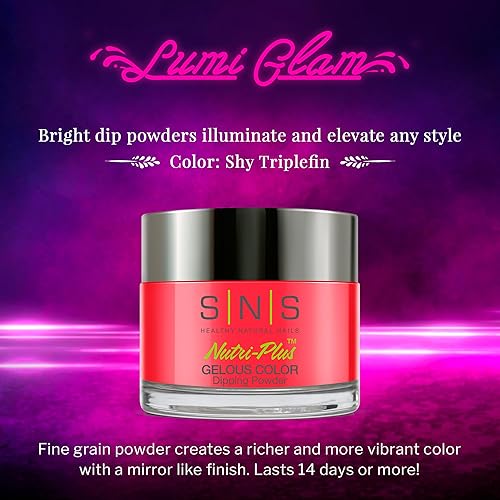 Miniatura 2 de SNS Polvo de inmersión de uñas, polvo de inmersión de color geloso, triple efina tímida (rosa, rojo, naranjacoral, brillante), polvos de inmersión