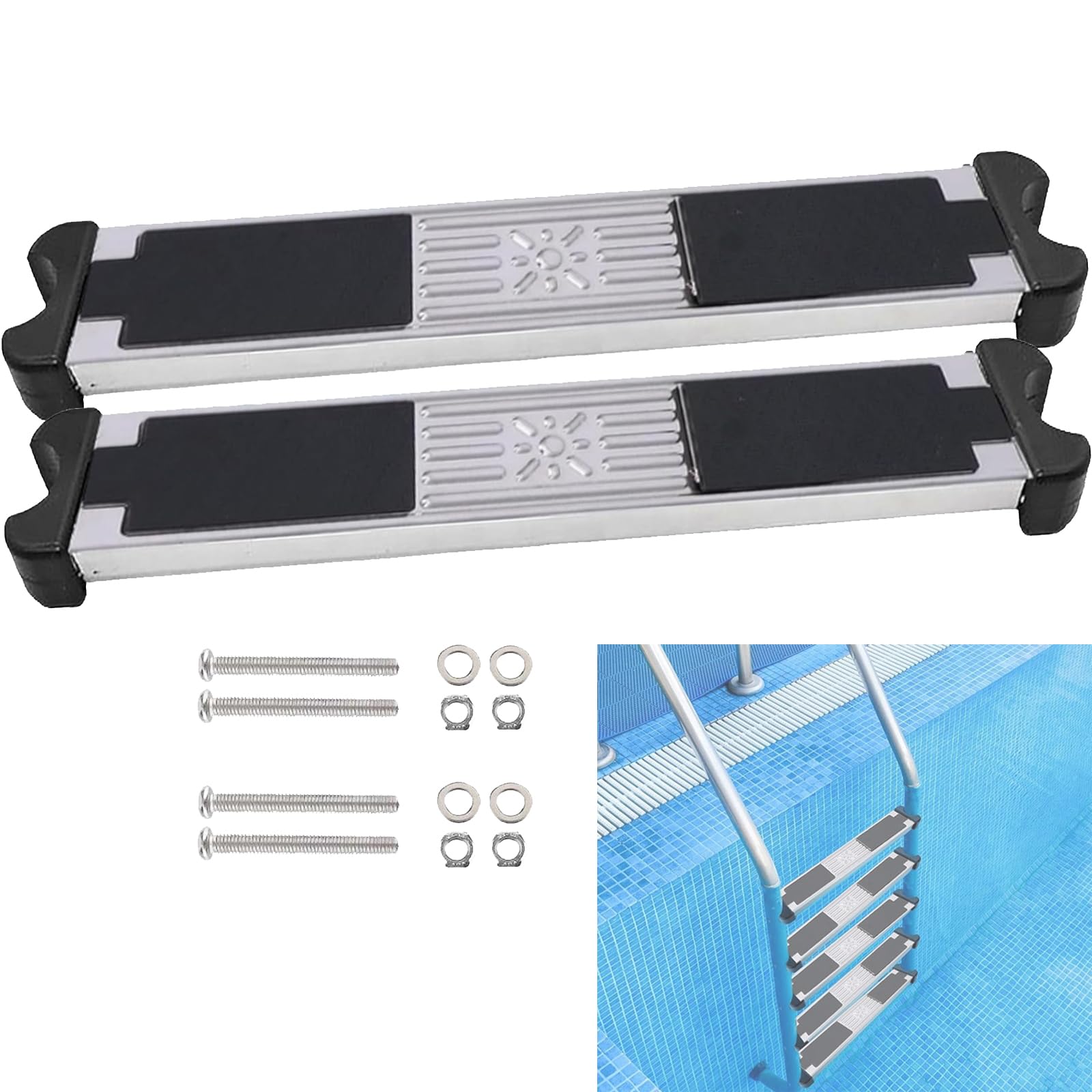 Marches D'échelle Piscine Antidérapante en Acier Inoxydable, 2 Pièces Pédale échelle Piscine Accessoires