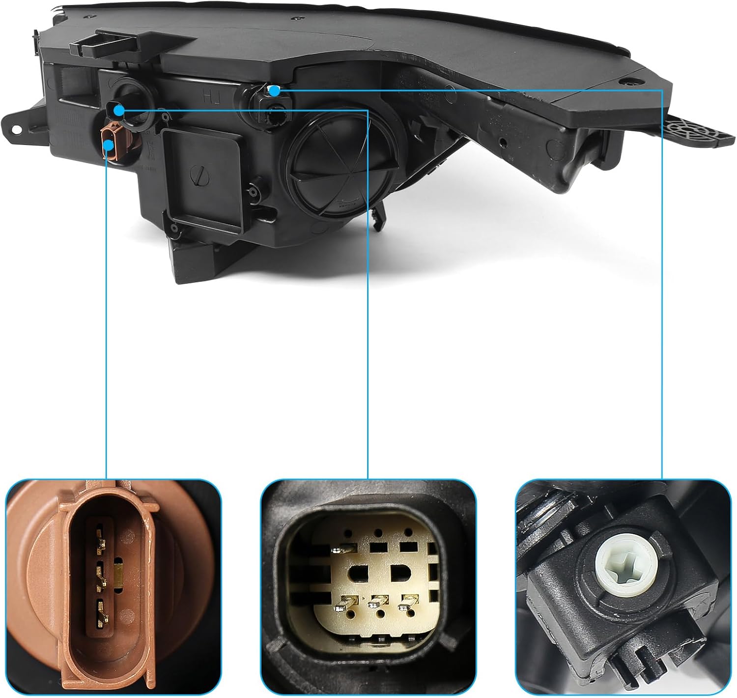 Headlights Assembly for GMC Acadia 2017 2018 2019 with DRL Halogen Projector Headlamp Right Passenger Side RH Black Housing 84736976