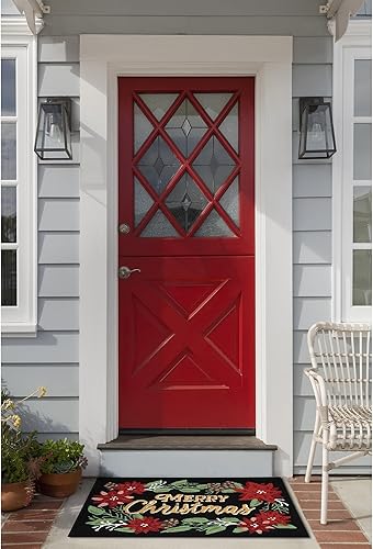 Miniatura 24 de Liora Manne - Alfombra de entrada para interior/exterior, 2 pies 6 pulgadas x 4 pies, Sandy & Bright 3 Perros Navidad,Casa de vacaciones,Perros de