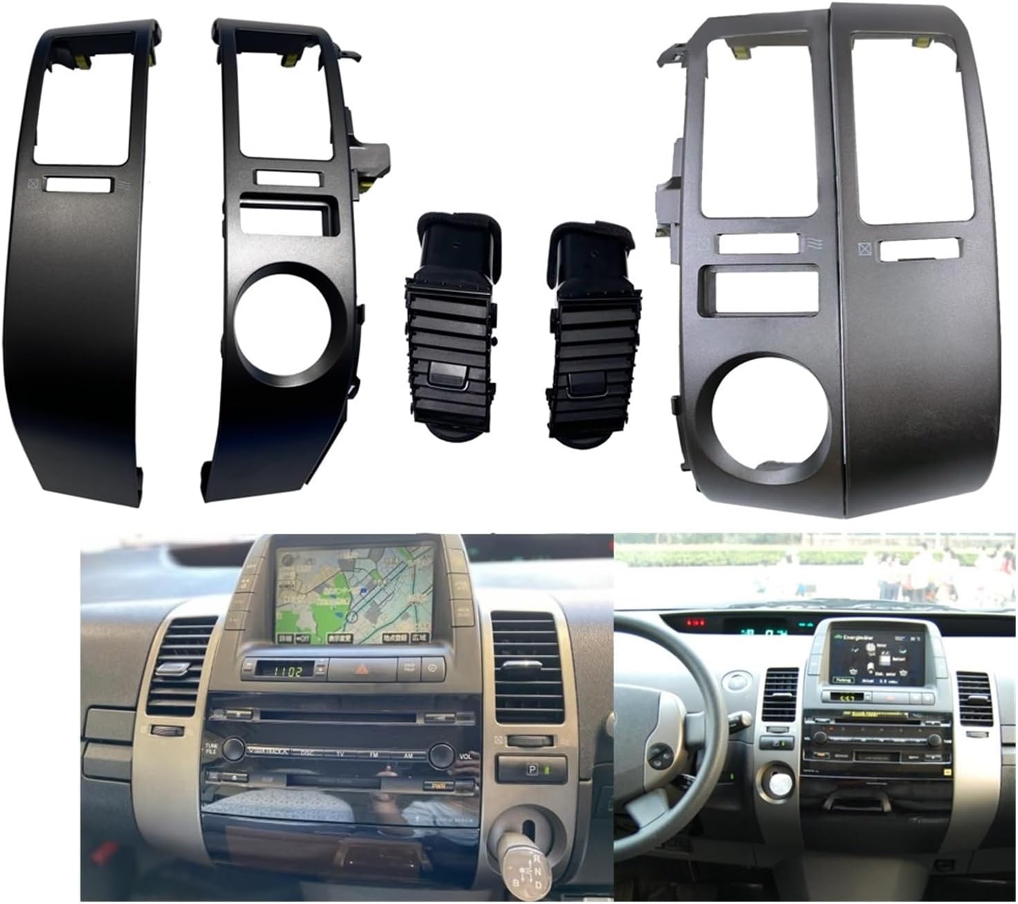 HUIYAN Prius 2004-2009 board Vents Frame Fit For Prius 2004-2009 Conditioner Outlet Panel Fresh Nozzle(Middle-LHD)