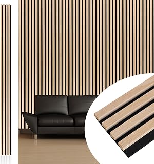NeatiEase Natural Oak Acoustic Slat Wood Wall Panels, 9ft 6-Pack for Noise Reduction & Decor, Covers 21 sq ft