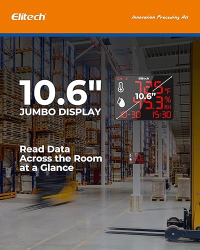 Miniatura 3 de Elitech Termómetro higrómetro Bluetooth reutilizable registrador de temperatura registrador de datos temperatura humedad con pantalla grande