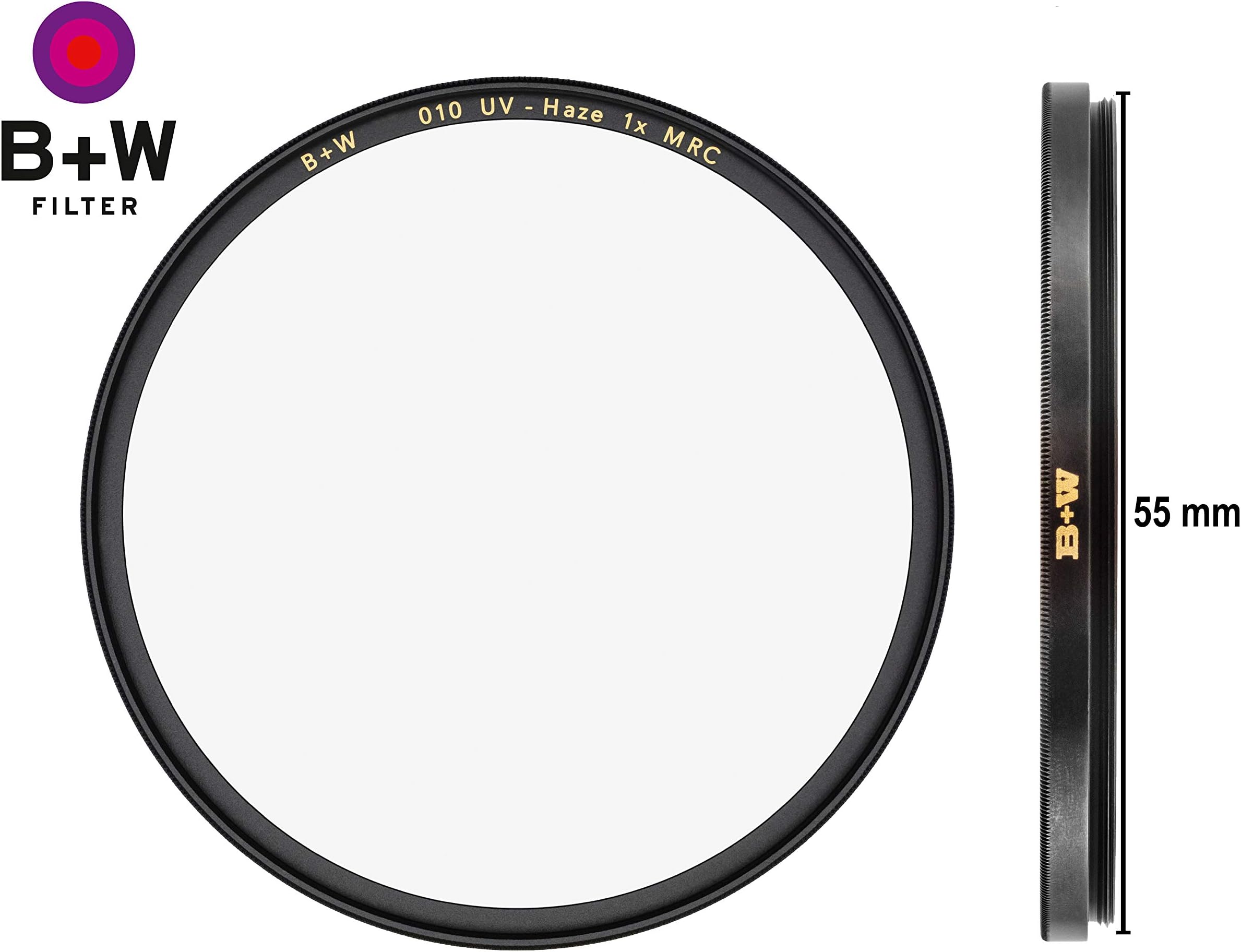 B + W 55mm UV Protection Filter (010) for Camera Lens – Standard Mount (F-PRO), MRC, 16 Layers Multi-Resistant Coating, Photography Filter, 55 mm, Clear Protector