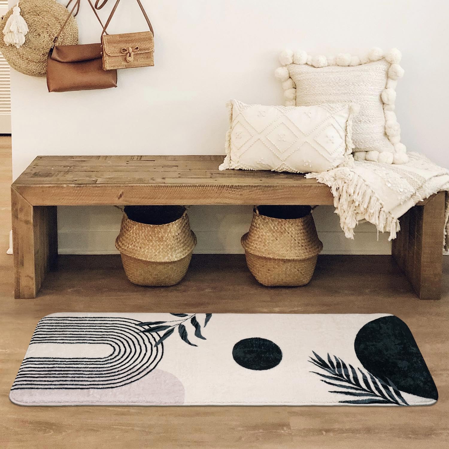 Langer Badezimmerteppich – Kuschelweich, Rutschfest Mit Niedlichem Vogel-Blumen-Muster