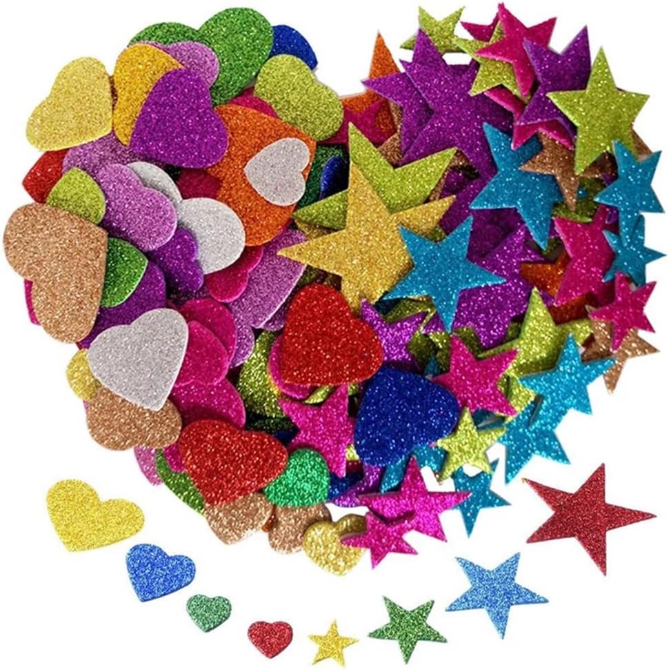 LIQWEI Glitzer-Sternaufkleber Aus Schaumstoff - 450 Bunte Sterne Für Bastelprojekte