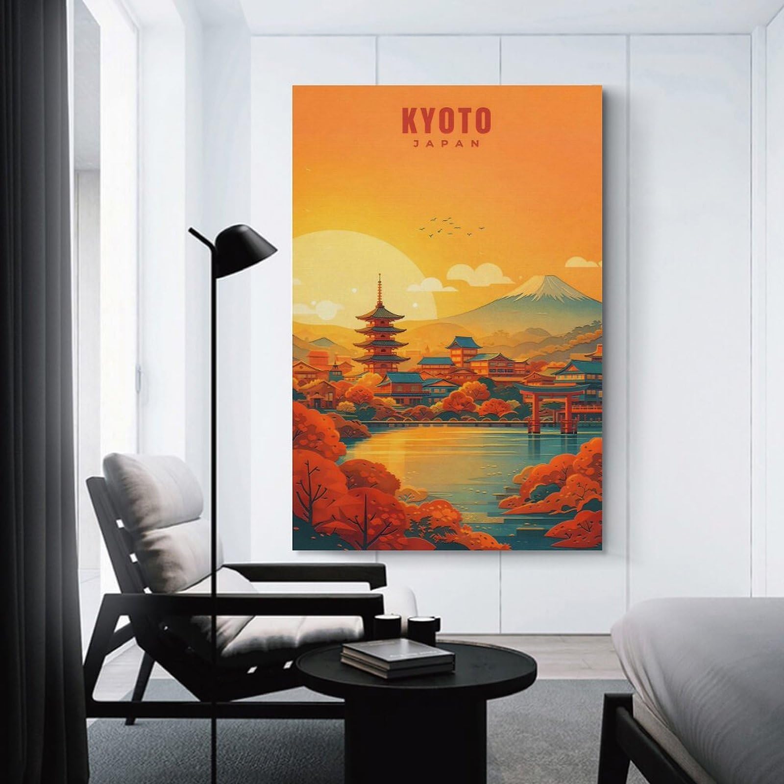 Junmoney Kyoto Japan Landscape Canvas Wall Decor, 20x30inch(50x75cm), for Home Lounge, Bedroom Or Reading Nook, Modern Wall Decor for Cosy Interiors