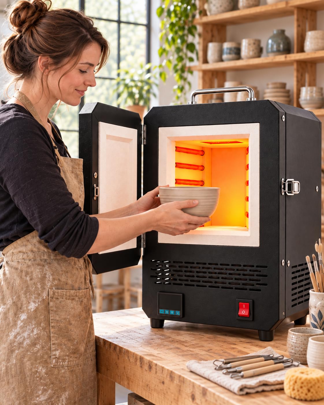 Horno De Cerámica 1500 W, Horno Eléctrico De Mesa Con Control Digital