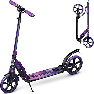Adult & Teen Scooter Adjustable Height, Folding, Large Wheels, Lightweight, Durable, Anti-Shock Suspension, Up to 220 lbs