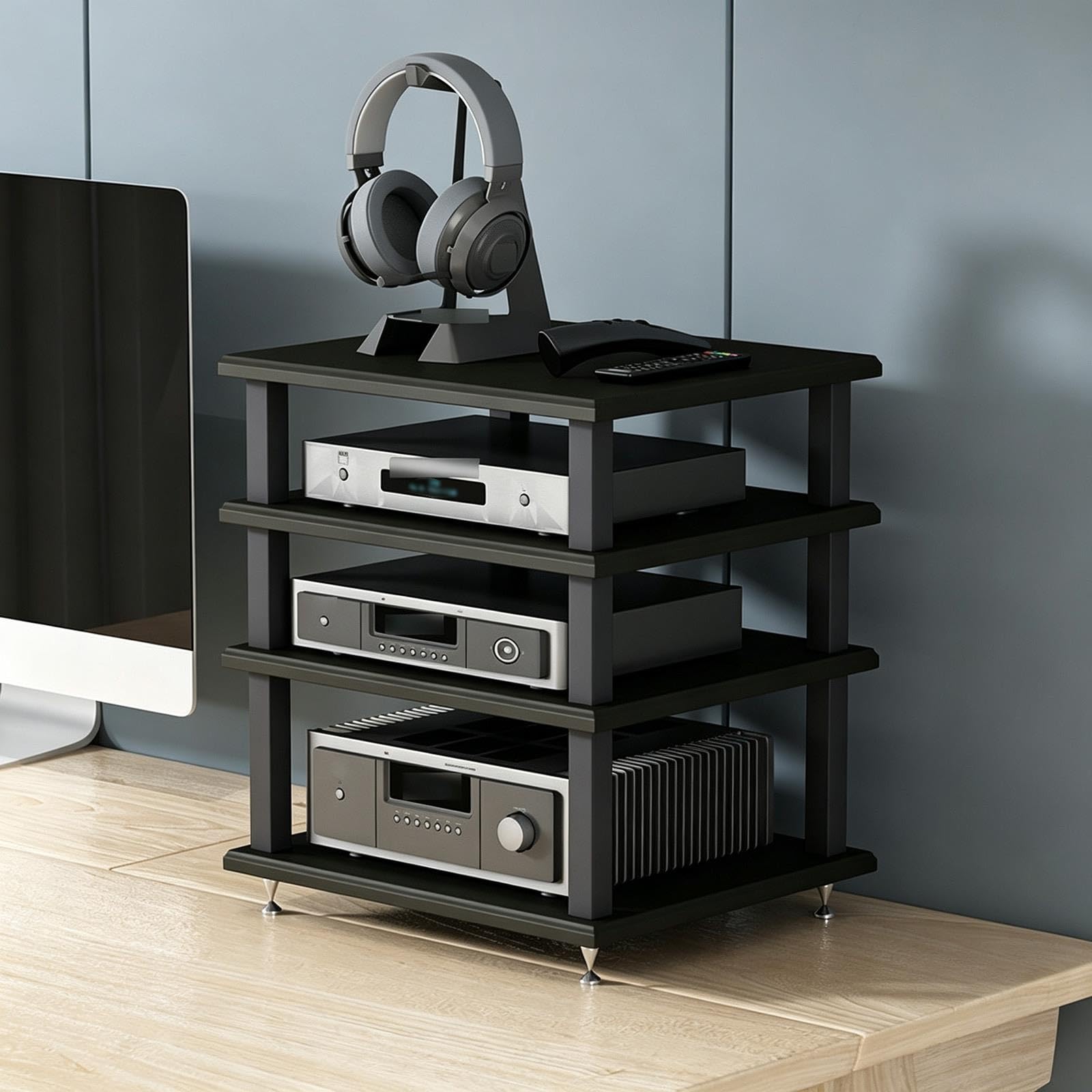 Rack Audio, Mobile Hi-Fi in Legno e Metallo a 2/3/4 Livelli