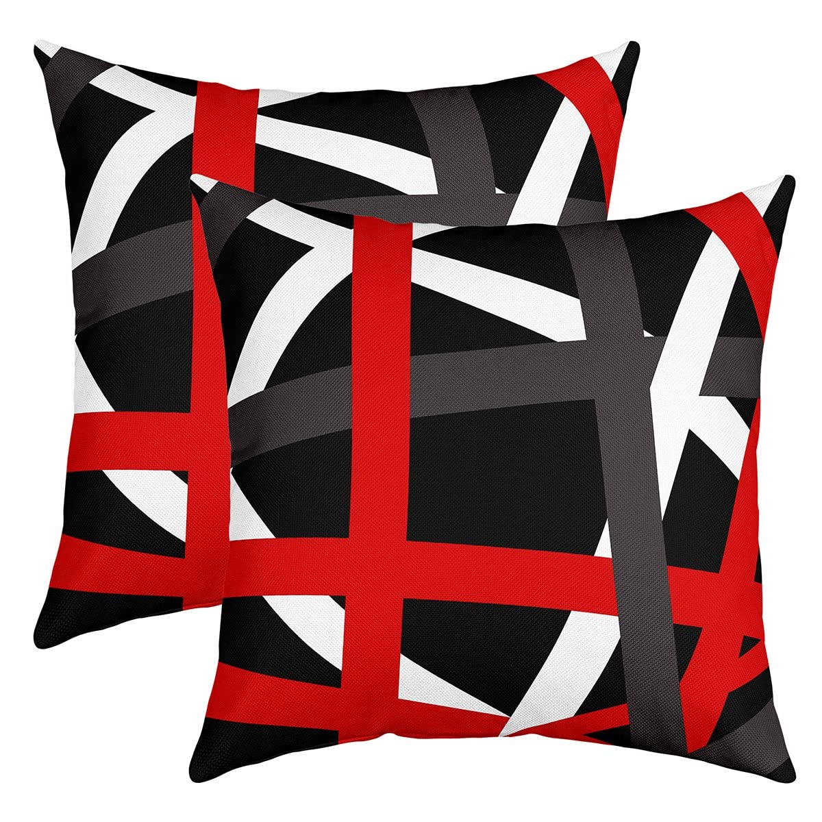 Federa Per Cuscino In Cotone Maglia 100%, Design Geometrico Nero E Bianco, 50x50 Cm, Morbida Ed Ecologica, Imbottitura Non Inclusa
