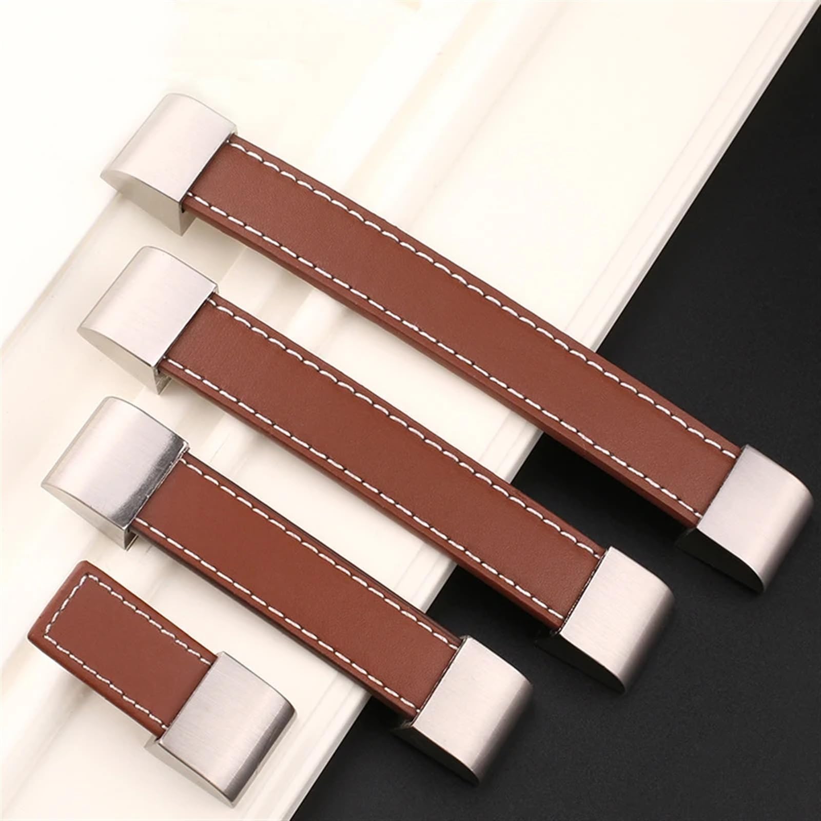 Poignées d'armoire en cuir boutons de commode faciles à poser