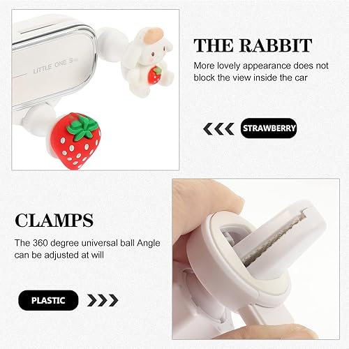 Miniatura 8 de EXCEART Soporte para teléfono celular para coche, diseño de conejo del zodiaco, lindo conejo, soporte de ventilación de aire, accesorios de soporte