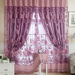 Tende Trasparenti con Occhielli Ricamate Fiori Loto Tende Finestre per Camera da Letto Soggiorno Salotto Tendaggio Ricamato 250cm Lavanda (Viola Chiara)