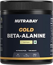 Nutrabay Gold Beta Alanine Supplement Powder 120g, Lemon Flavor – Pre Workout Amino Acid for Endurance & Fatigue Reduction
