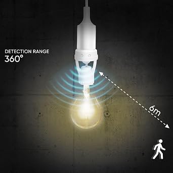 E27 Socket with Motion Sensor E27 Socket Practical Lamp Holder E27 TIME Lighting Time Setting Max Load: 60W/15W for LED LUX Light Adjustment Range: <3-2000Lux