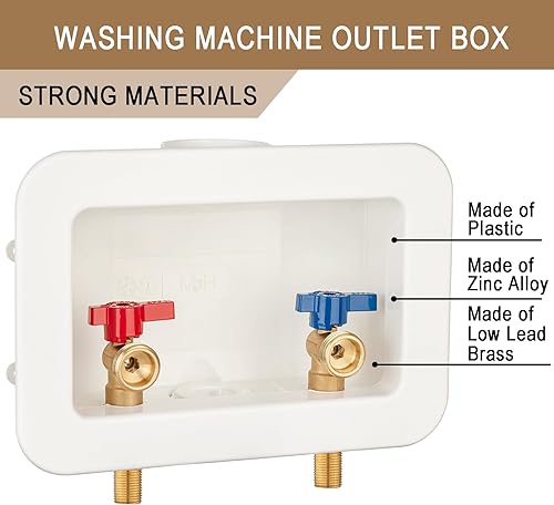 Miniatura 4 de Caja de salida para lavadora de 12 pulgada para sudor e hilo con drenaje central de 2 pulgadas, conecta mangueras de lavadora de 34 pulgadas