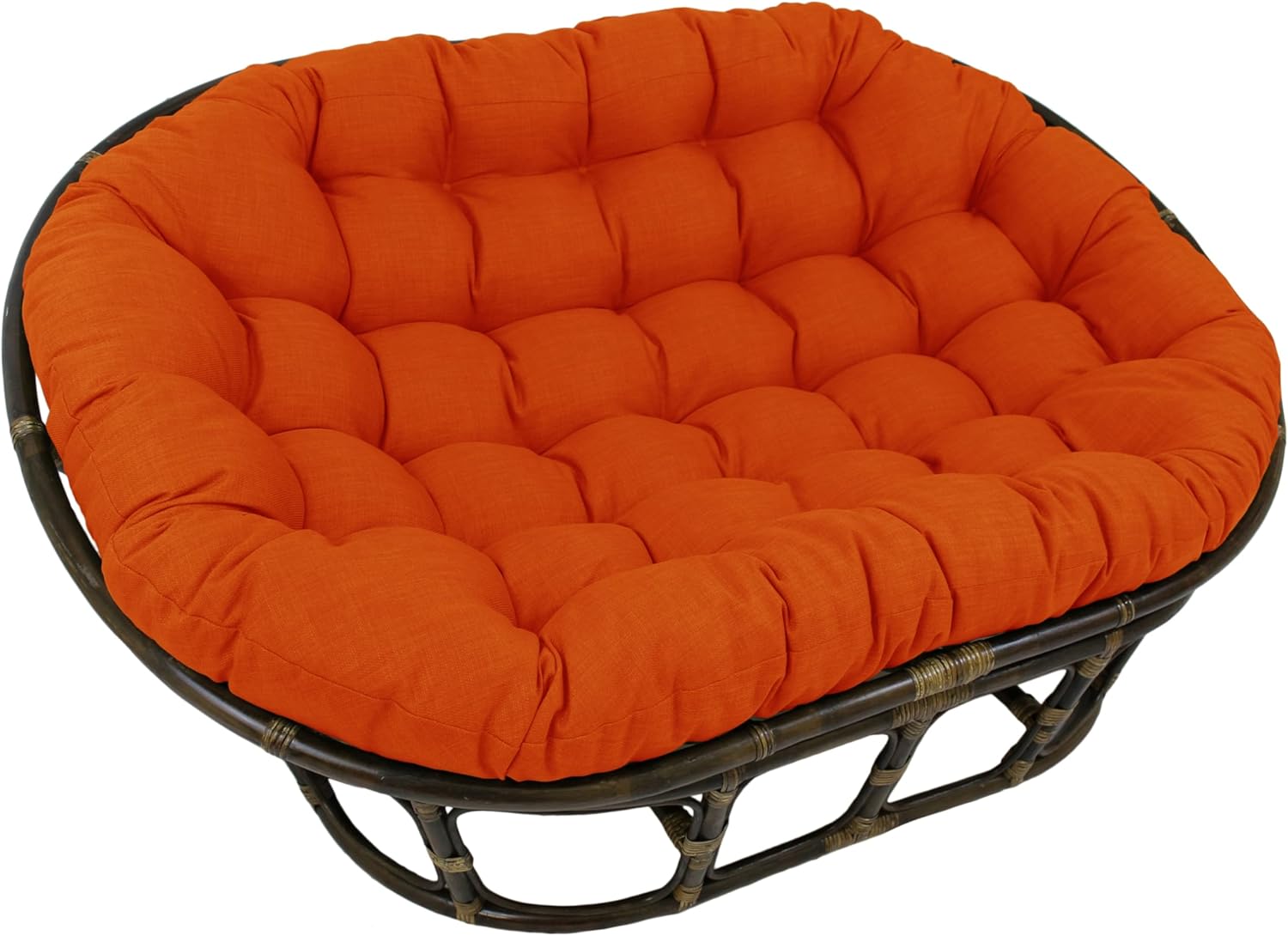 Blazing Needles Solid Outdoor Spun Polyester Double Papasan Cushion, 65" x 48", Lemon