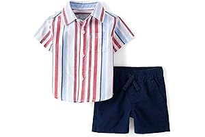 Budding Gentleman's Wardrobe: 6-9 Months Baby Boy Button-Down and Shorts Set