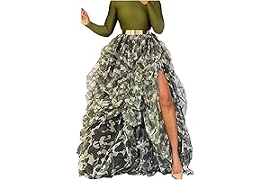 Women Camo Tutu Maxi Tulle Skirt