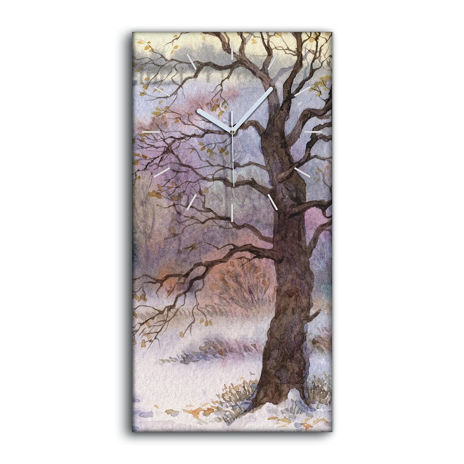 Horloge sur Toile Arbres Forestiers Hiver pour Décoration Salon et Chambre