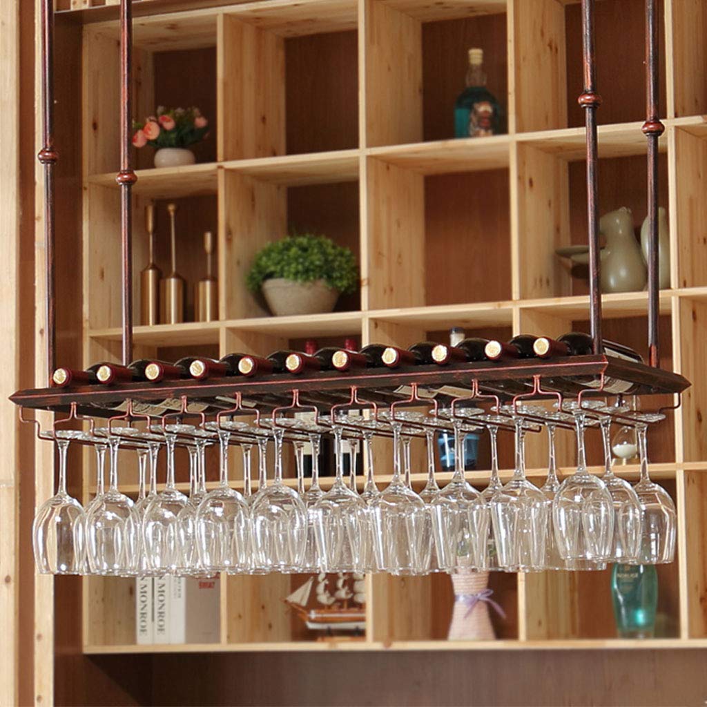 Casiers à vin suspendus de 80*35cm avec porte-verre intégré pour bar et cuisine