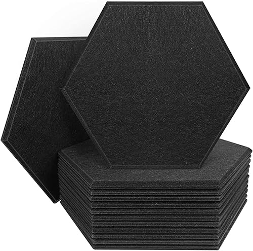 WEIYEBAOFU para estrenar - Paquete de 12 paneles acústicos hexagonales acolchados a prueba de sonido, paneles de amortiguación de sonido de 12 x 7