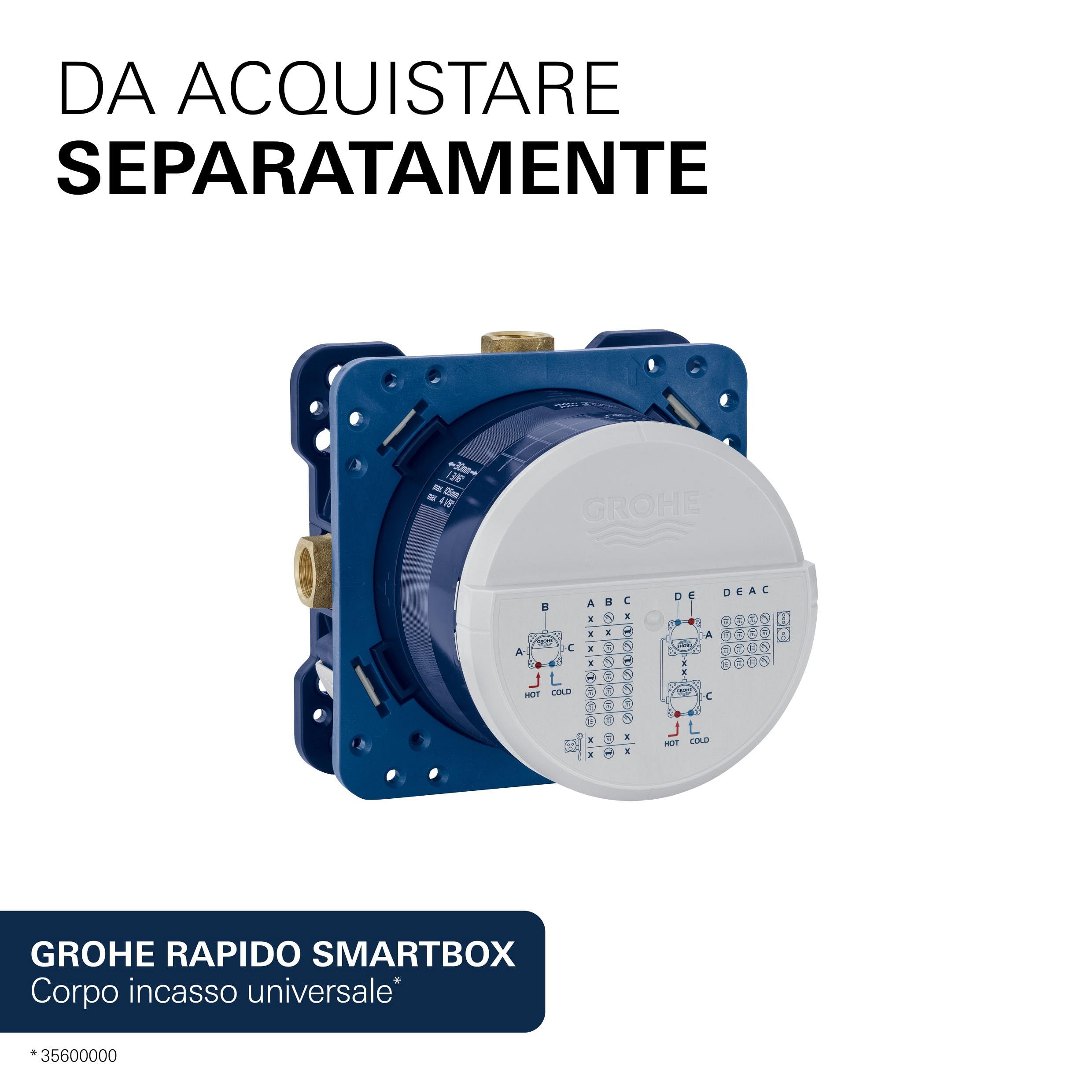 GROHE Dice – Rubinetto Vasca Incasso con Corpo Nascosto Incluso (Set per Installazione Finale, Cartuccia Ceramica 46 mm, Deviatore Automatico), Cromo, 29297000
